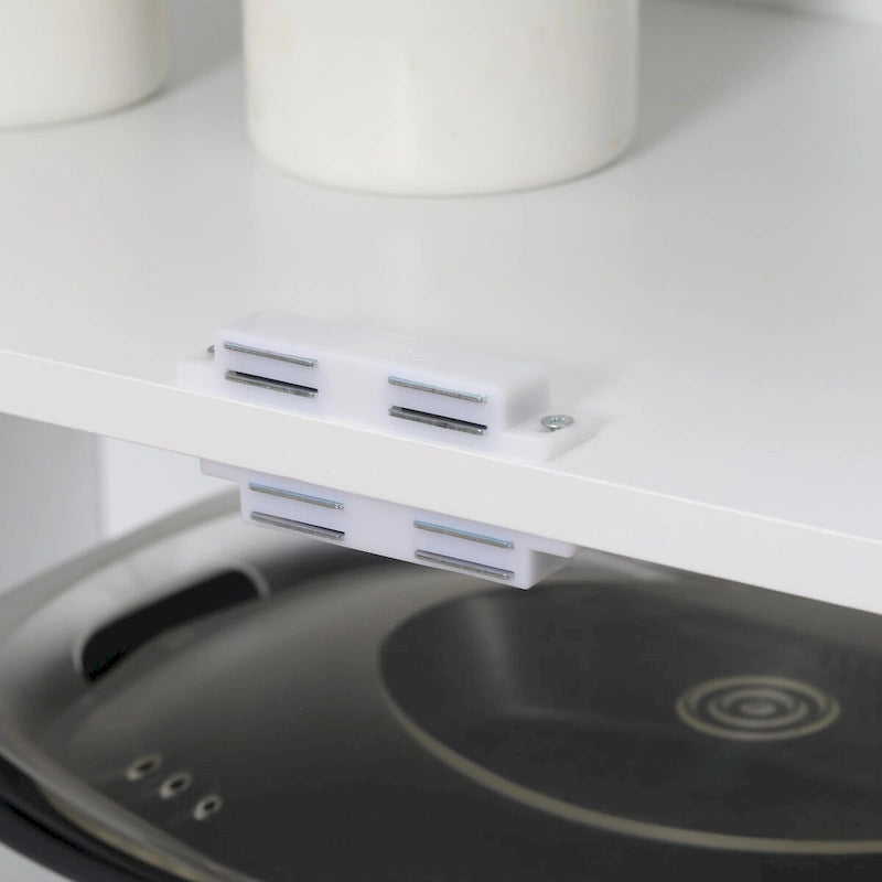 Dispensa da cucina alta 70, mobile contenitore indipendente, scaffalatura a 6 ripiani con 2 ripiani regolabili e 4 ante, grigia