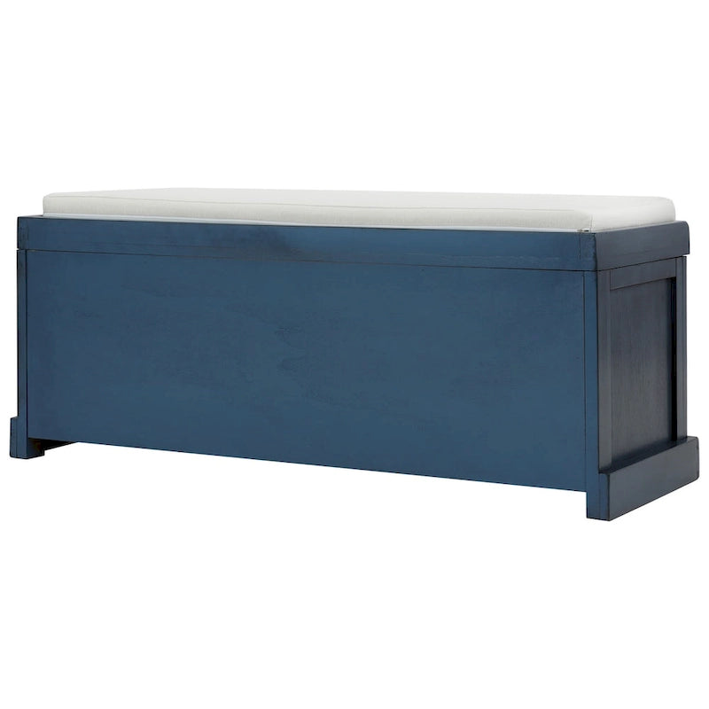 Rustic Storage Bench with 3 Removable Classic Rattan Baskets, Entryway Bench with Removable Cushion