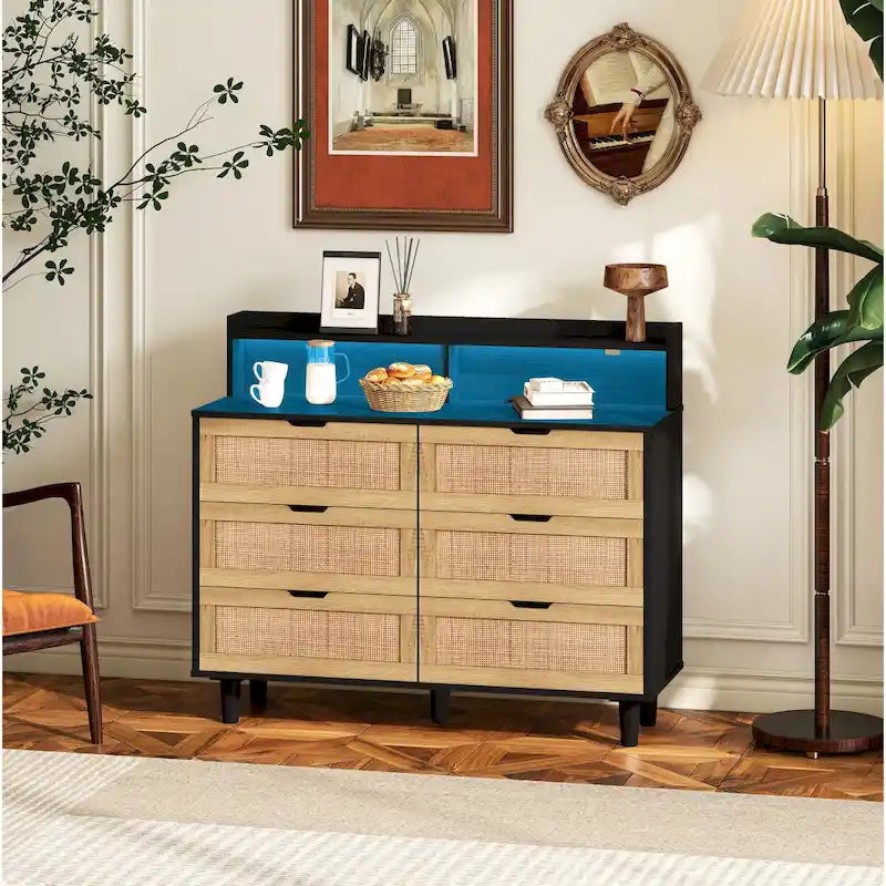 43.31L Rattanschrank mit 6 Schubladen