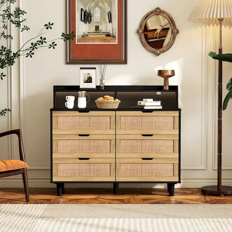 43.31L Rattanschrank mit 6 Schubladen
