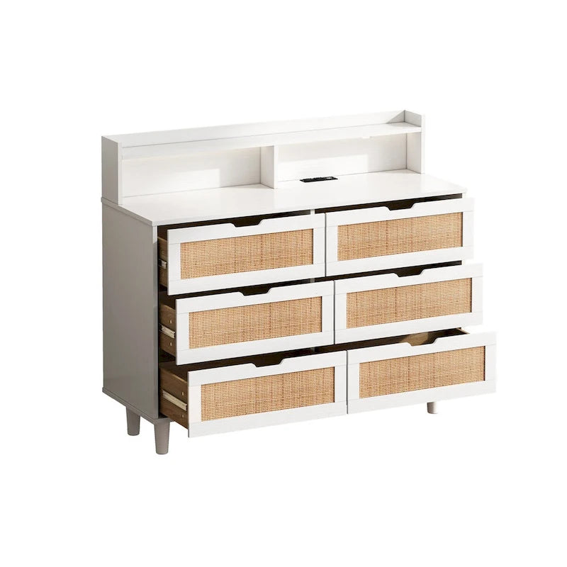 Armoire de rangement en rotin de 43.31L à 6 tiroirs