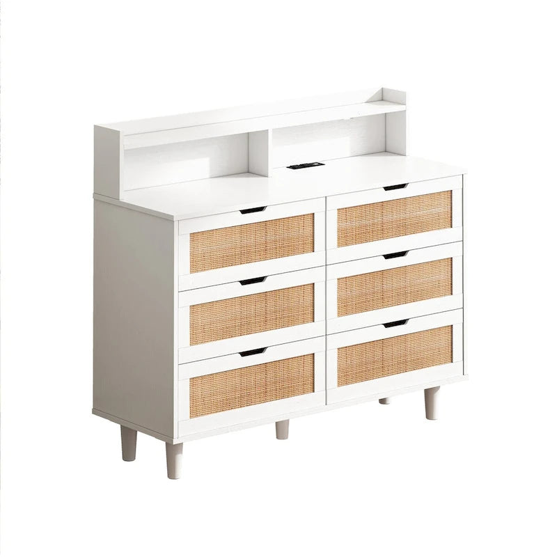 Armoire de rangement en rotin de 43.31L à 6 tiroirs
