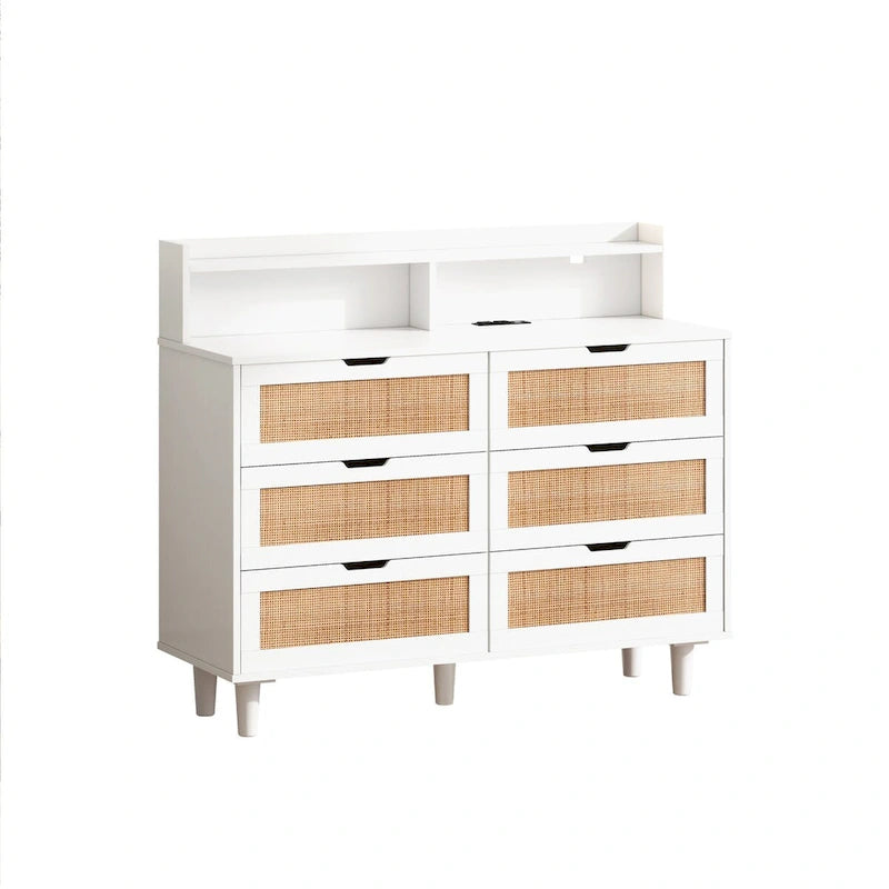 Armoire de rangement en rotin de 43.31L à 6 tiroirs