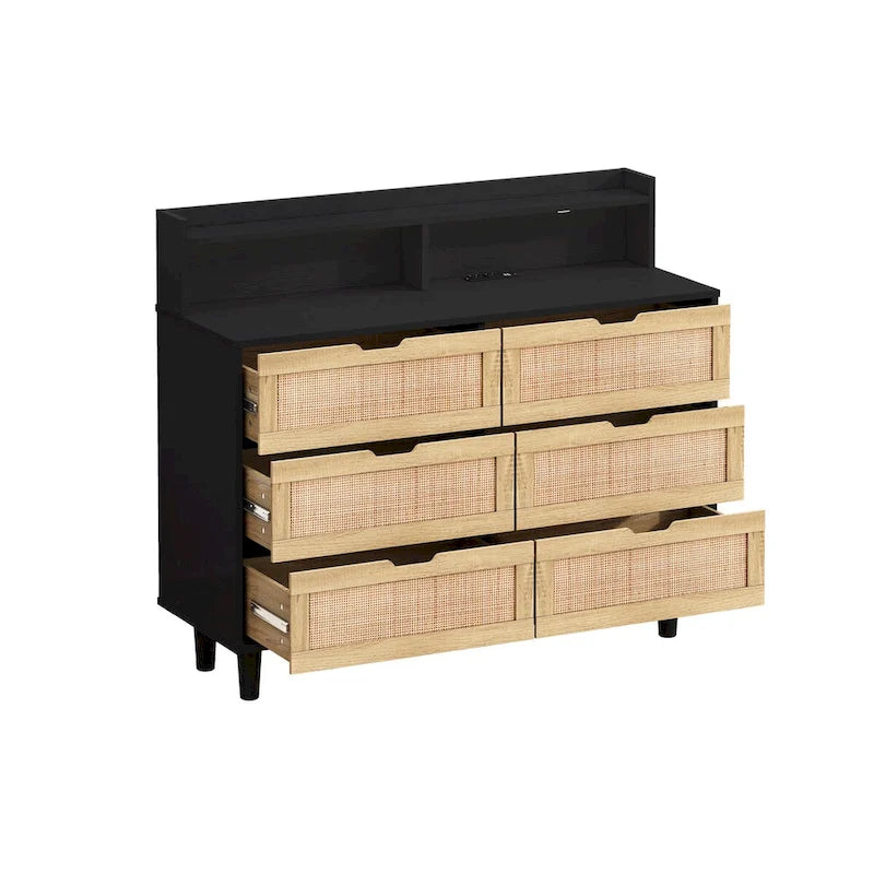 Armoire de rangement en rotin de 43.31L à 6 tiroirs