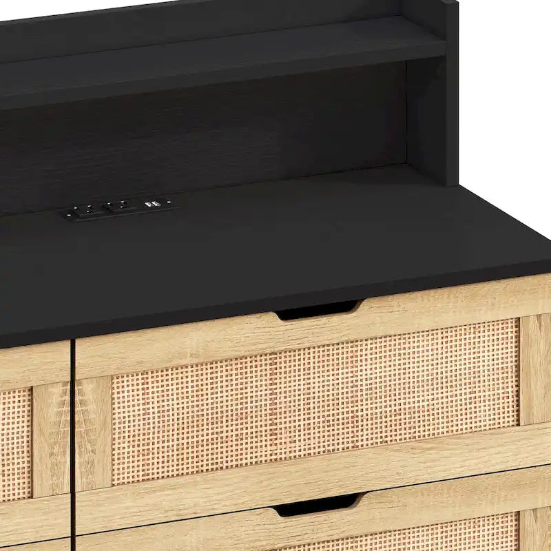 Armoire de rangement en rotin de 43.31L à 6 tiroirs
