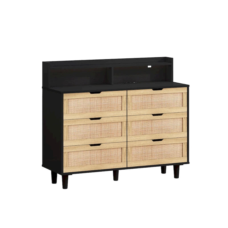 Armoire de rangement en rotin de 43.31L à 6 tiroirs