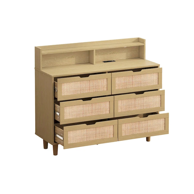 Armoire de rangement en rotin de 43.31L à 6 tiroirs
