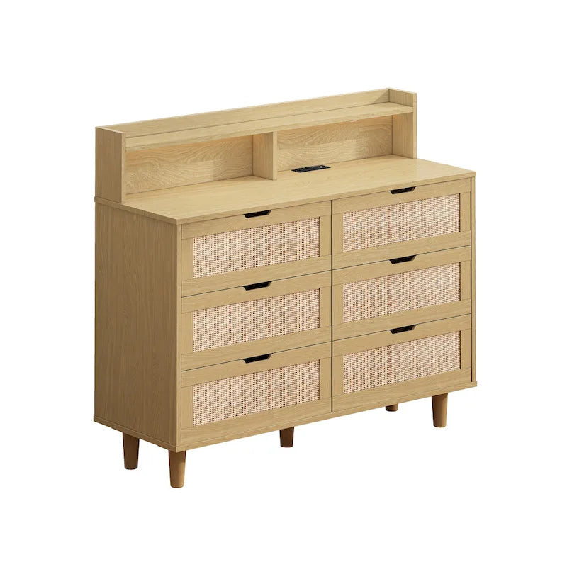 Armoire de rangement en rotin de 43.31L à 6 tiroirs