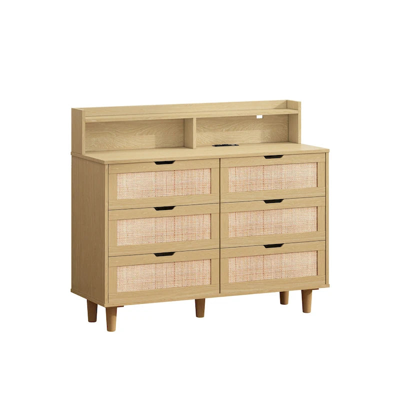 Armoire de rangement en rotin de 43.31L à 6 tiroirs