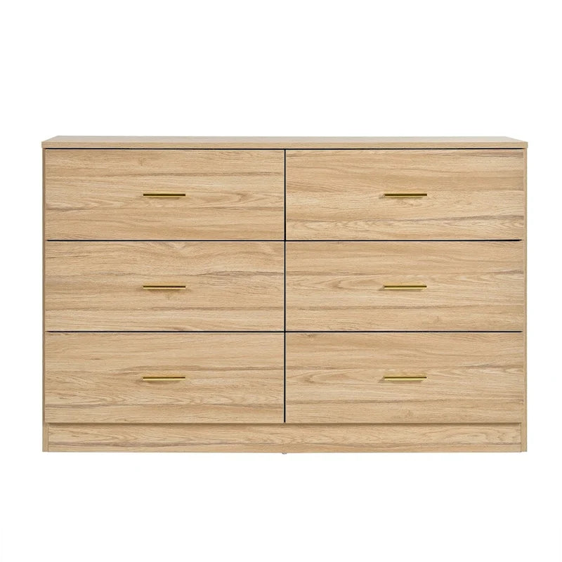 Moderner naturfarbener Schubladenschrank mit 6 Schubladen