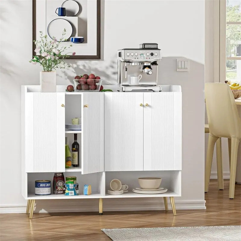 Credenza buffet con 4 ante e piano spazioso - 14D x 47.24W x 39.57H