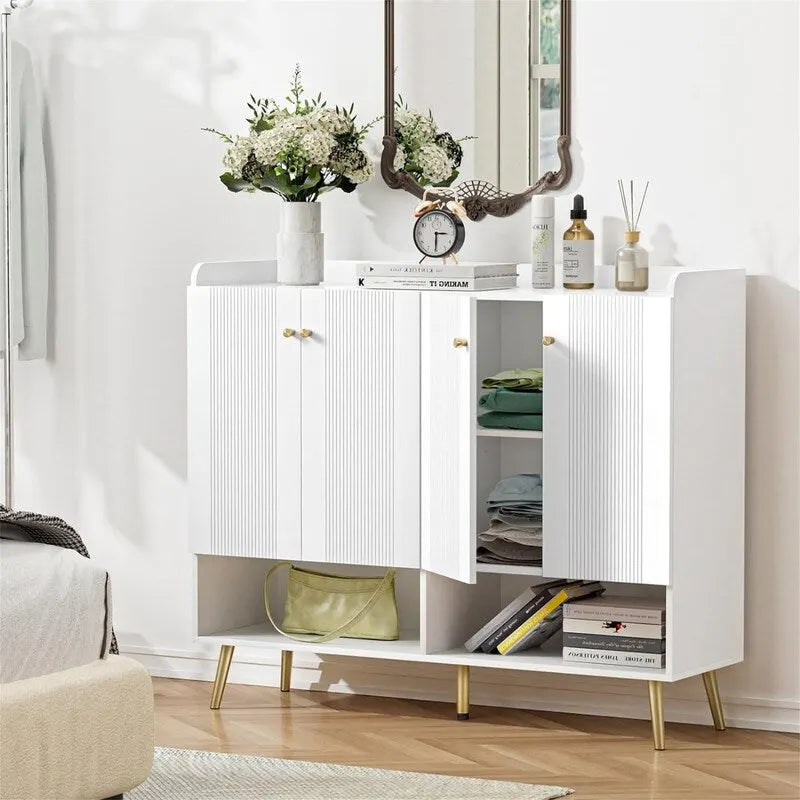 Buffetschrank mit vier Türen, Stauraum und geräumiger Tischplatte - 14D x 47.24W x 39.57H