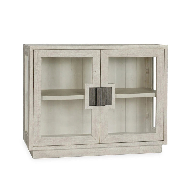 Armoire à deux portes en verre et bois de chêne