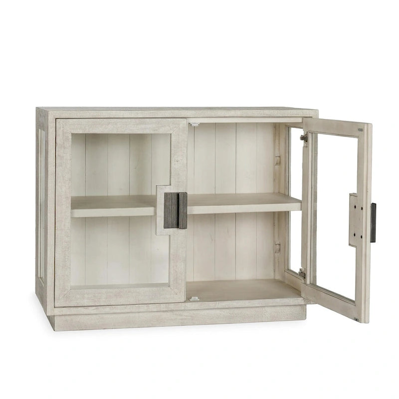 Armoire à deux portes en verre et bois de chêne