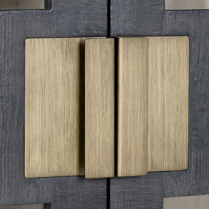 Kast met twee glazen deuren en eikenhout
