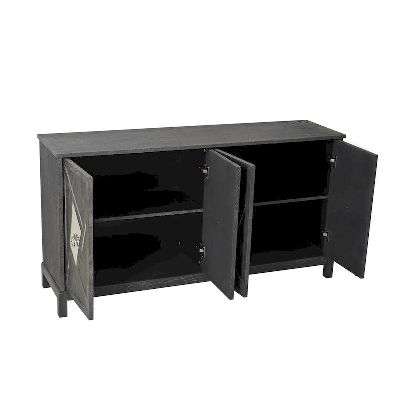Modern 4-Door Cabinet Sideboard Buffet with Mirrored Decorative Doors