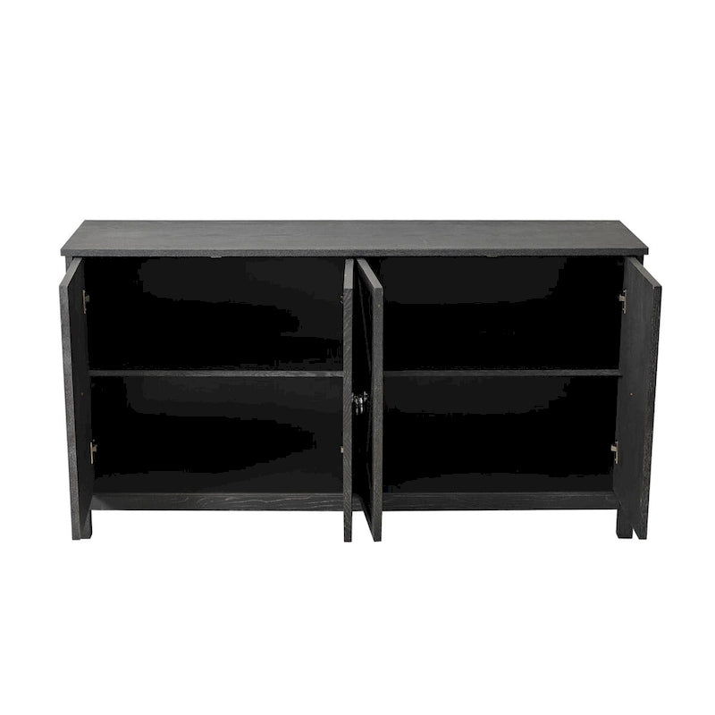 Modern 4-Door Cabinet Sideboard Buffet with Mirrored Decorative Doors