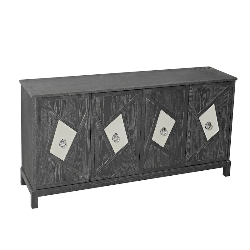 Modern 4-Door Cabinet Sideboard Buffet with Mirrored Decorative Doors