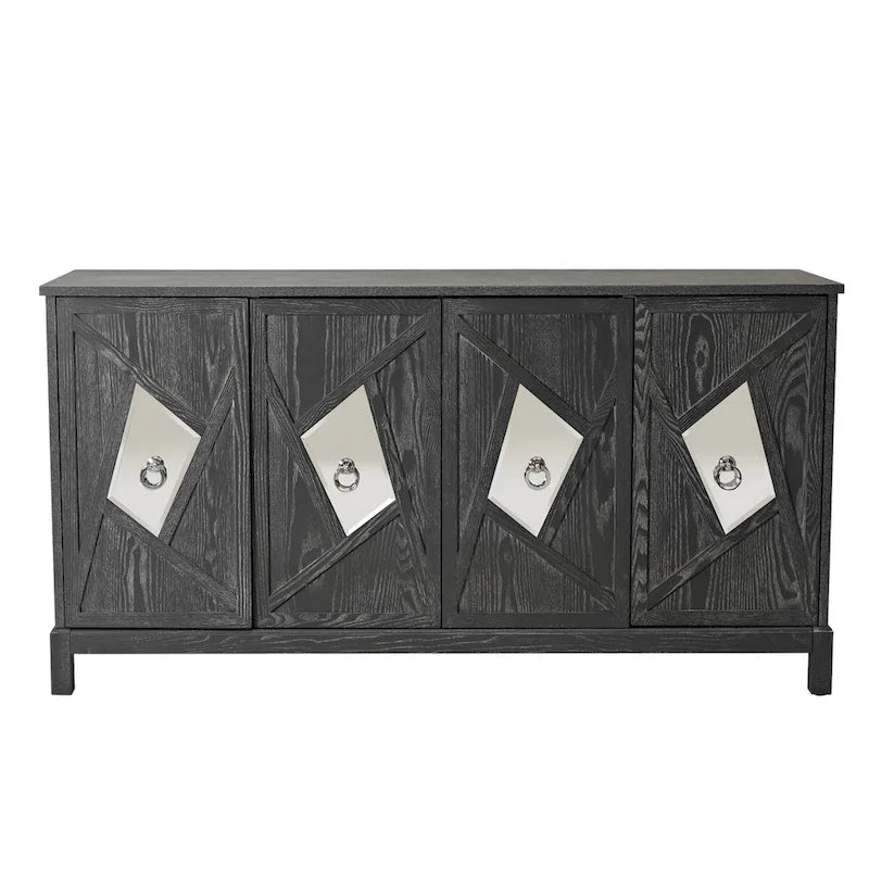 Modern 4-Door Cabinet Sideboard Buffet with Mirrored Decorative Doors