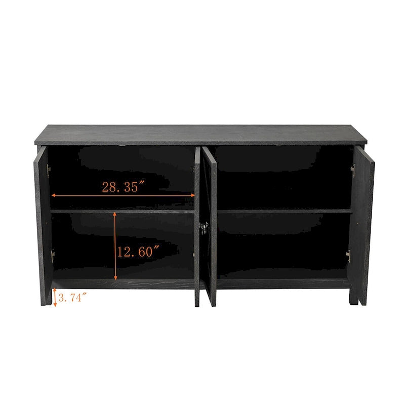 Modern 4-Door Cabinet Sideboard Buffet with Mirrored Decorative Doors