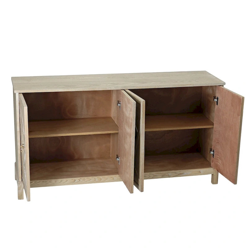 Modern 4-Door Cabinet Sideboard Buffet with Mirrored Decorative Doors