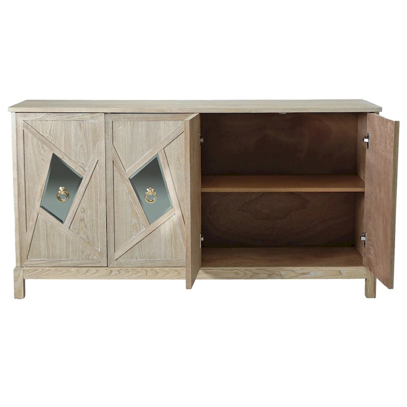 Modern 4-Door Cabinet Sideboard Buffet with Mirrored Decorative Doors
