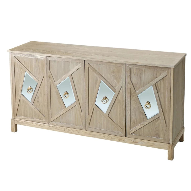 Modern 4-Door Cabinet Sideboard Buffet with Mirrored Decorative Doors