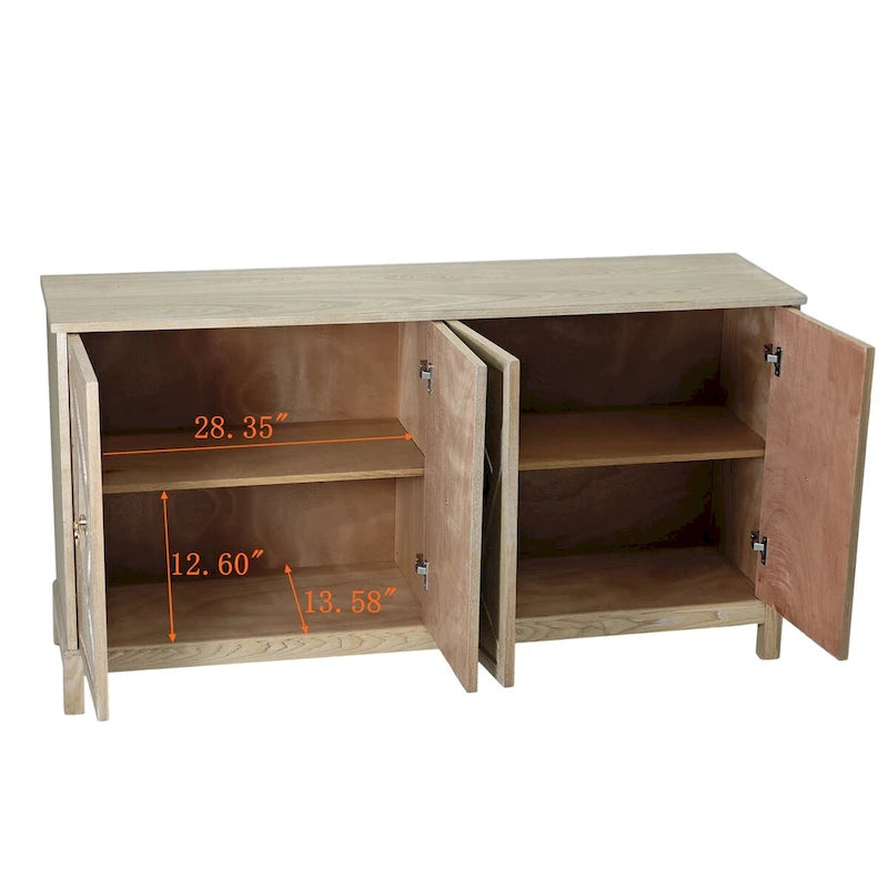 Modern 4-Door Cabinet Sideboard Buffet with Mirrored Decorative Doors
