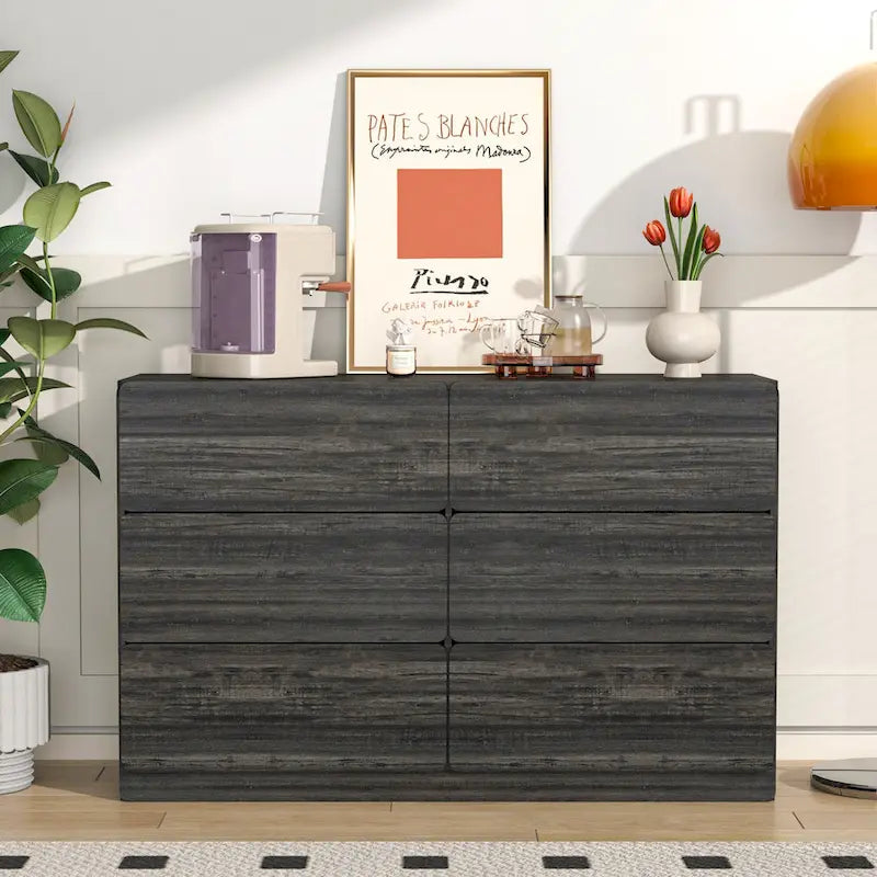 Bar Cabinet with Six Drawers and Sturdy Scratch Resistant Finish