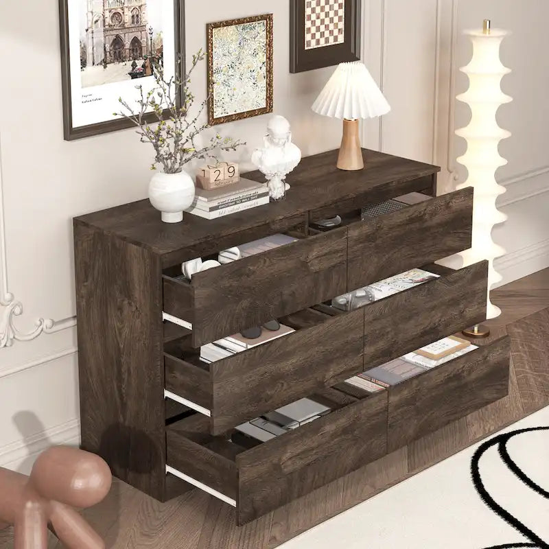 Bar Cabinet with Six Drawers and Sturdy Scratch Resistant Finish