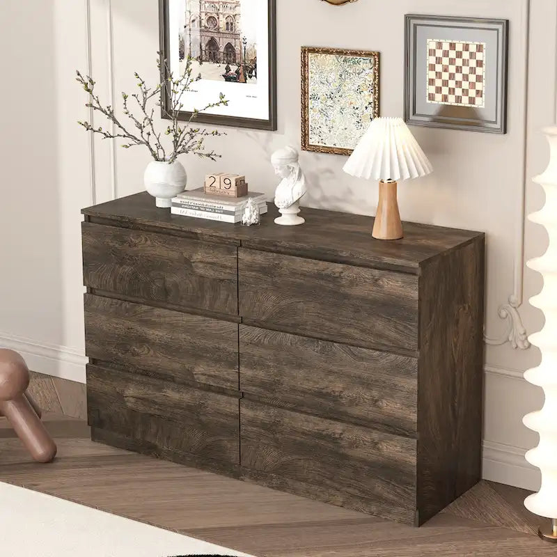 Bar Cabinet with Six Drawers and Sturdy Scratch Resistant Finish