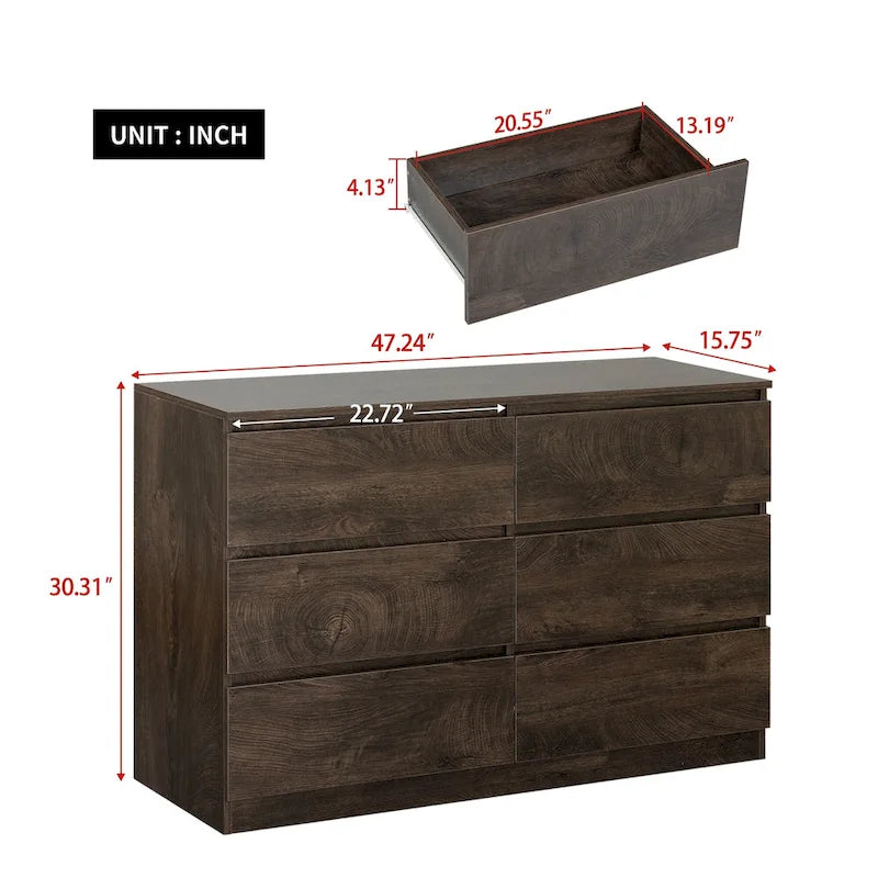 Bar Cabinet with Six Drawers and Sturdy Scratch Resistant Finish