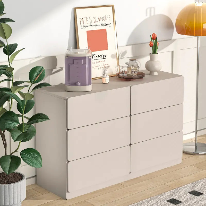 Bar Cabinet with Six Drawers and Sturdy Scratch Resistant Finish