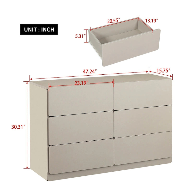 Bar Cabinet with Six Drawers and Sturdy Scratch Resistant Finish