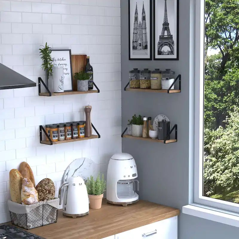 17 Inch Long, 4.5 Deep Wooden Floating Shelves, Shelf for Kitchen