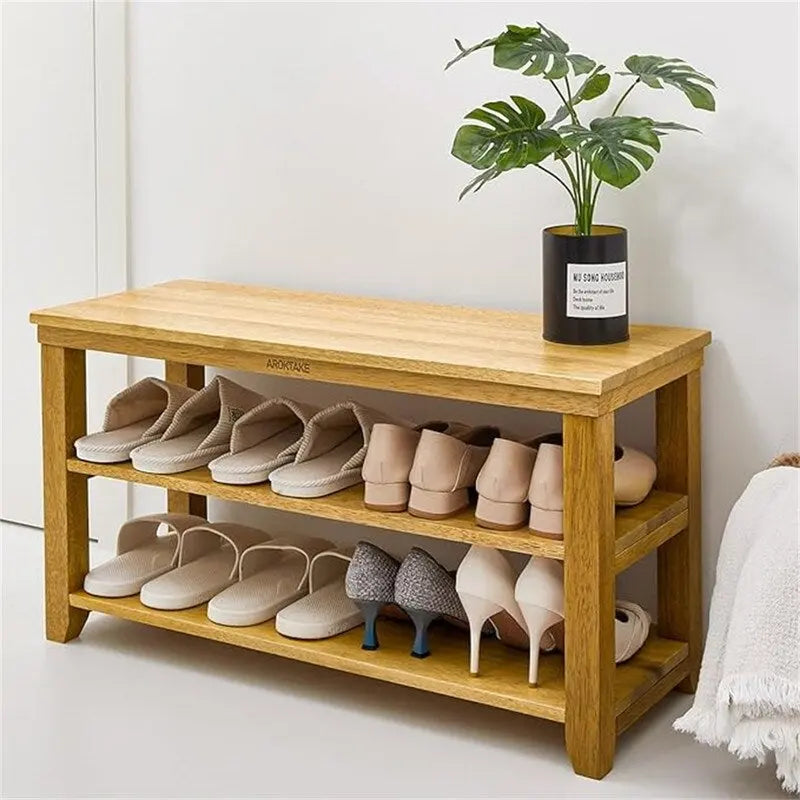 Bank mit 2 Ebenen aus robustem Holz - 11.81D x 31.5W x 16.54H