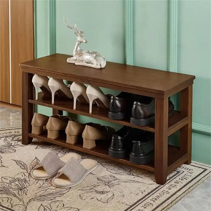 Bank mit 2 Ebenen aus robustem Holz - 11.81D x 31.5W x 16.54H