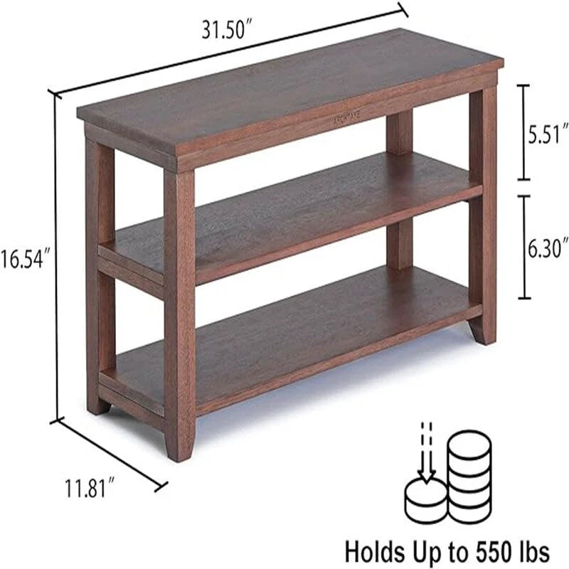 Bank mit 2 Ebenen aus robustem Holz - 11.81D x 31.5W x 16.54H