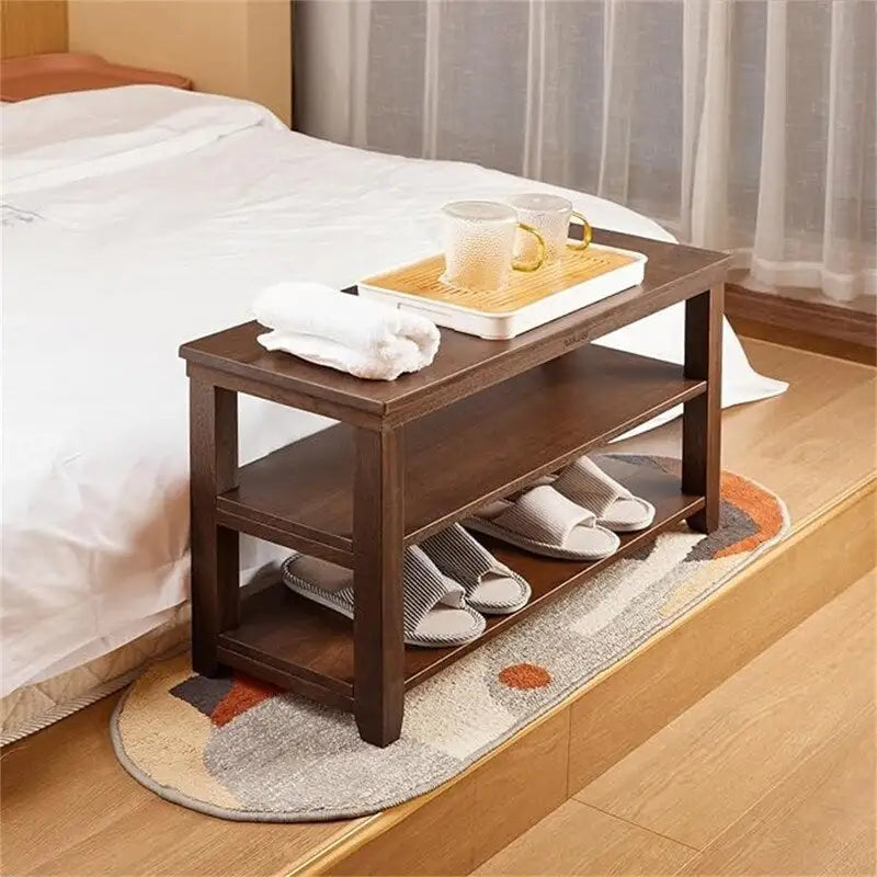 Bank mit 2 Ebenen aus robustem Holz - 11.81D x 31.5W x 16.54H