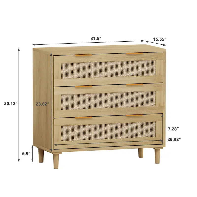 31.50L Rattanschrank mit 3 Schubladen