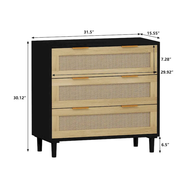 Armoire en rotin de 31.50L à 3 tiroirs