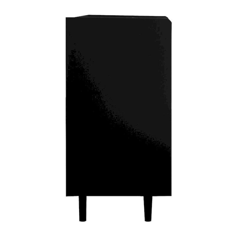 Sideboard-Buffetschrank, schwarzer Aufbewahrungsschrank mit roten Türen, 2 Schubladen und 2 offenen Ablagefächern