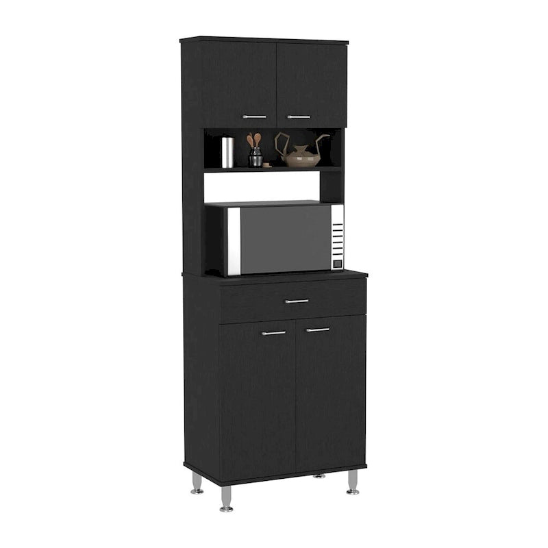 Garde-manger avec deux meubles à deux portes, finition wengé noir, haute qualité et durable