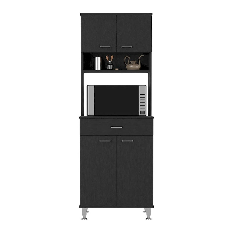 Garde-manger avec deux meubles à deux portes, finition wengé noir, haute qualité et durable