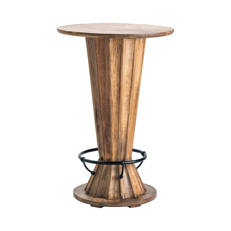 Table de bar ronde avec piètement en sablier et repose-pieds - 28x28x42