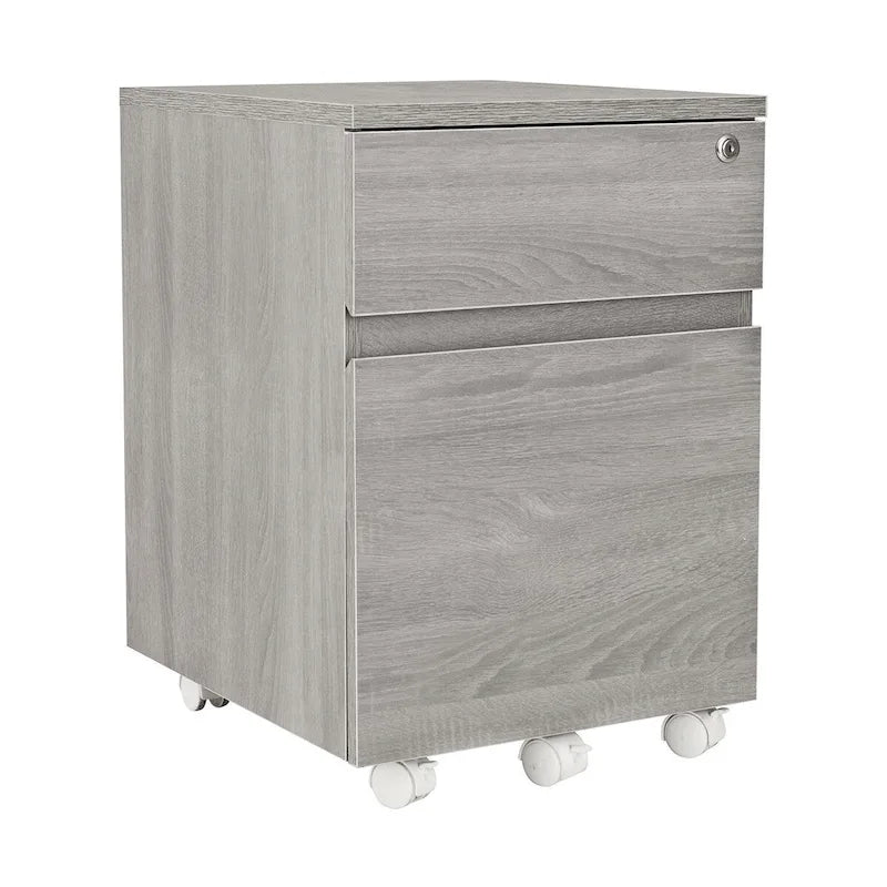 Office Rolling Two Drawer Storage File Cabinet with Lock