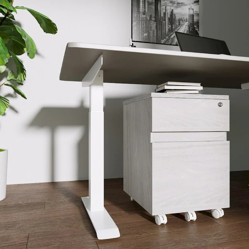 Office Rolling Two Drawer Storage File Cabinet with Lock