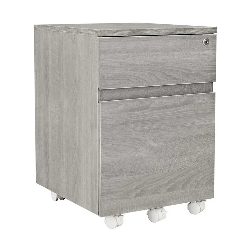 Office Rolling Two Drawer Storage File Cabinet with Lock