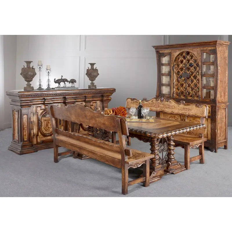 Großes Sideboard mit handbemalter Oberfläche, Aufbewahrungsschränken und Einlegeböden
