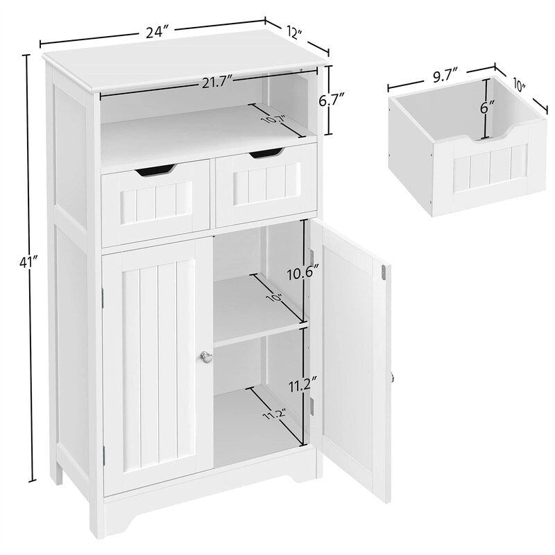 Armoire de rangement de salle de bains à 2 tiroirs - 12D x 24W x 41H